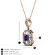 3 - Pamela Iris 0.68 ctw Emerald Cut Iolite and Baguette Diamond Milgrain Halo Pendant Necklace 
