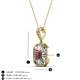 3 - Pamela Iris 0.83 ctw Emerald Cut Rhodolite Garnet and Baguette Diamond Milgrain Halo Pendant Necklace 