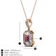 3 - Pamela Iris 0.83 ctw Emerald Cut Rhodolite Garnet and Baguette Diamond Milgrain Halo Pendant Necklace 