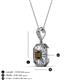 3 - Pamela Iris 0.78 ctw Emerald Cut Smoky Quartz and Baguette Diamond Milgrain Halo Pendant Necklace 