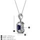 3 - Pamela Iris 0.73 ctw Emerald Cut Blue Sapphire and Baguette Diamond Milgrain Halo Pendant Necklace 