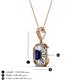 3 - Pamela Iris 0.73 ctw Emerald Cut Blue Sapphire and Baguette Diamond Milgrain Halo Pendant Necklace 