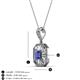 3 - Pamela Iris 0.70 ctw Emerald Cut Tanzanite and Baguette Diamond Milgrain Halo Pendant Necklace 