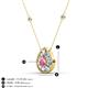 3 - Viola Iris 0.59 ctw Pear Cut Rhodolite Garnet and Baguette Diamond Milgrain Halo Pendant Necklace with Diamond Stations 
