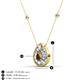 3 - Viola Iris 0.54 ctw Pear Cut Smoky Quartz and Baguette Diamond Milgrain Halo Pendant Necklace with Diamond Stations 