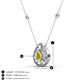 3 - Viola Iris 0.64 ctw Pear Cut Yellow Sapphire and Baguette Diamond Milgrain Halo Pendant Necklace with Diamond Stations 
