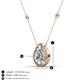 3 - Viola Iris 0.54 ctw Pear Cut and Baguette Diamond Milgrain Halo Pendant Necklace with Diamond Stations 
