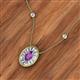 2 - Dahlia Iris 0.69 ctw Oval Cut Amethyst and Baguette Diamond Milgrain Halo Pendant Necklace with Diamond Stations 