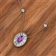2 - Dahlia Iris 0.69 ctw Oval Cut Amethyst and Baguette Diamond Milgrain Halo Pendant Necklace with Diamond Stations 