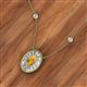 2 - Dahlia Iris 0.77 ctw Oval Cut Citrine and Baguette Diamond Milgrain Halo Pendant Necklace with Diamond Stations 