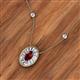 2 - Dahlia Iris 0.76 ctw Oval Cut Red Garnet and Baguette Diamond Milgrain Halo Pendant Necklace with Diamond Stations 