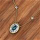 2 - Dahlia Iris 0.73 ctw Oval Cut London Blue Topaz and Baguette Diamond Milgrain Halo Pendant Necklace with Diamond Stations 
