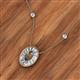 2 - Dahlia Iris 0.68 Oval Cut Smoky Quartz and Baguette Diamond Milgrain Halo Pendant Necklace with Diamond Stations 