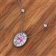 2 - Dahlia Iris 0.71 ctw Oval Cut Pink Sapphire and Baguette Diamond Milgrain Halo Pendant Necklace with Diamond Stations 
