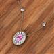 2 - Dahlia Iris 0.71 ctw Oval Cut Pink Sapphire and Baguette Diamond Milgrain Halo Pendant Necklace with Diamond Stations 