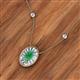 2 - Dahlia Iris 0.69 ctw Oval Cut Emerald and Baguette Diamond Milgrain Halo Pendant Necklace with Diamond Stations 