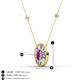 3 - Dahlia Iris 0.69 ctw Oval Cut Amethyst and Baguette Diamond Milgrain Halo Pendant Necklace with Diamond Stations 
