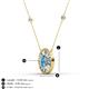 3 - Dahlia Iris 0.69 ctw Oval Cut Blue Topaz and Baguette Diamond Milgrain Halo Pendant Necklace with Diamond Stations 