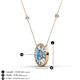 3 - Dahlia Iris 0.69 ctw Oval Cut Blue Topaz and Baguette Diamond Milgrain Halo Pendant Necklace with Diamond Stations 