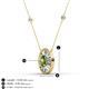 3 - Dahlia Iris 0.73 ctw Oval Cut Peridot and Baguette Diamond Milgrain Halo Pendant Necklace with Diamond Stations 