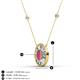 3 - Dahlia Iris 0.73 ctw Oval Cut Rhodolite Garnet and Baguette Diamond Milgrain Halo Pendant Necklace with Diamond Stations 