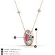 3 - Dahlia Iris 0.73 ctw Oval Cut Rhodolite Garnet and Baguette Diamond Milgrain Halo Pendant Necklace with Diamond Stations 