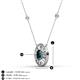 3 - Dahlia Iris 0.73 ctw Oval Cut London Blue Topaz and Baguette Diamond Milgrain Halo Pendant Necklace with Diamond Stations 