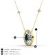 3 - Dahlia Iris 0.73 ctw Oval Cut London Blue Topaz and Baguette Diamond Milgrain Halo Pendant Necklace with Diamond Stations 
