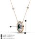 3 - Dahlia Iris 0.73 ctw Oval Cut London Blue Topaz and Baguette Diamond Milgrain Halo Pendant Necklace with Diamond Stations 