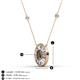 3 - Dahlia Iris 0.68 Oval Cut Smoky Quartz and Baguette Diamond Milgrain Halo Pendant Necklace with Diamond Stations 