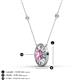 3 - Dahlia Iris 0.71 ctw Oval Cut Pink Sapphire and Baguette Diamond Milgrain Halo Pendant Necklace with Diamond Stations 