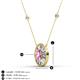 3 - Dahlia Iris 0.71 ctw Oval Cut Pink Sapphire and Baguette Diamond Milgrain Halo Pendant Necklace with Diamond Stations 
