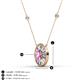 3 - Dahlia Iris 0.71 ctw Oval Cut Pink Sapphire and Baguette Diamond Milgrain Halo Pendant Necklace with Diamond Stations 