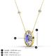 3 - Dahlia Iris 0.73 ctw Oval Cut Tanzanite and Baguette Diamond Milgrain Halo Pendant Necklace with Diamond Stations 
