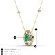 3 - Dahlia Iris 0.69 ctw Oval Cut Emerald and Baguette Diamond Milgrain Halo Pendant Necklace with Diamond Stations 