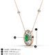 3 - Dahlia Iris 0.69 ctw Oval Cut Emerald and Baguette Diamond Milgrain Halo Pendant Necklace with Diamond Stations 
