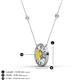 3 - Dahlia Iris 0.68 Oval Cut Yellow Sapphire and Baguette Diamond Milgrain Halo Pendant Necklace with Diamond Stations 