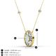 3 - Dahlia Iris 0.69 ctw Oval Cut Opal and Baguette Diamond Milgrain Halo Pendant Necklace with Diamond Stations 