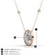 3 - Dahlia Iris 0.69 ctw Oval Cut and Baguette Diamond Milgrain Halo Pendant Necklace with Diamond Stations 