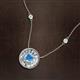 2 - Lillac Iris 0.50 ctw Round Blue Topaz and Baguette Diamond Milgrain Halo Pendant Necklace with Diamond Stations 