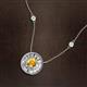 2 - Lillac Iris 0.50 ctw Round Citrine and Baguette Diamond Milgrain Halo Pendant Necklace with Diamond Stations 