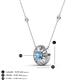 3 - Lillac Iris 0.50 ctw Round Blue Topaz and Baguette Diamond Milgrain Halo Pendant Necklace with Diamond Stations 