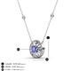 3 - Lillac Iris 0.50 ctw Round Tanzanite and Baguette Diamond Milgrain Halo Pendant Necklace with Diamond Stations 
