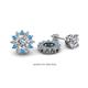 1 - Florice 0.60 ctw Lab Grown Diamond and Blue Topaz Flower Jacket Earrings 