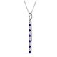 2 - Stephanie 0.31 ctw (1.80 mm) Round Natural Diamond and Blue Sapphire Vertical Pendant Necklace 