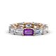 1 - Beverly 6.60 ctw (6x4 mm) GIA Certified Emerald Cut Natural Diamond and Amethyst Eternity Band 