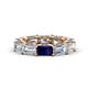 1 - Beverly 6.70 ctw (6x4 mm) Emerald Cut Lab Grown Diamond and Blue Sapphire Eternity Band 