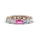 1 - Beverly 6.60 ctw (6x4 mm) Emerald Cut Lab Grown Diamond and Pink Sapphire Eternity Band 