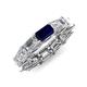4 - Beverly 6.70 ctw (6x4 mm) Emerald Cut Lab Grown Diamond and Blue Sapphire Eternity Band 