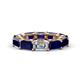 1 - Beverly 7.60 ctw (6x4 mm) GIA Certified Emerald Cut Natural Diamond and Blue Sapphire Eternity Band 